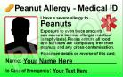 Peanut Allergy Personalised Medical Photo ID Card (English Language) - Double Sided