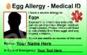 Egg Allergy Personalised Medical Photo ID Card (English Language) - Double Sided