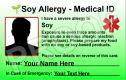 Soy Allergy Personalised Medical Photo ID Card (English Language) - Double Sided