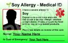 Soy Allergy Personalised Medical Photo ID Card (English Language) - Double Sided