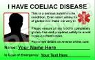 Coeliac Disease Personalised Medical Photo ID Card (English Language) - Double Sided